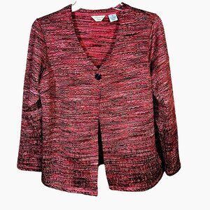 VTG Laura Ashley Cottagecore Cardigan PM Boho Knit One-Button Stretch Jacket